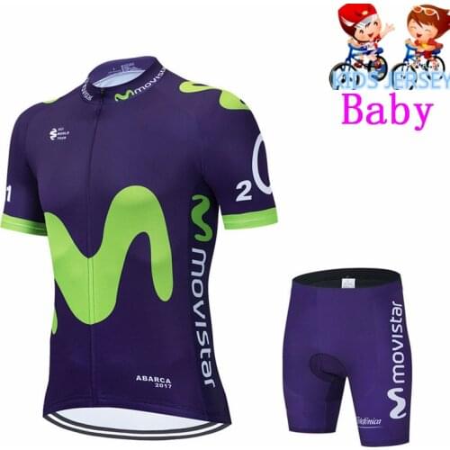 Movistar 2021 New Kids Cycling Jersey Set Shorts Children Bike Clothing Breathable Quick Dry Boys Summer Bicycle Wear
