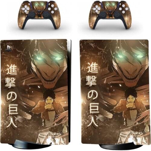 Attack On Titan PS5 Digital Edition Skin Sticker Decal Cover for PlayStation 5 Console and 2 Controllers PS5 Skin Sticker Vinyl
