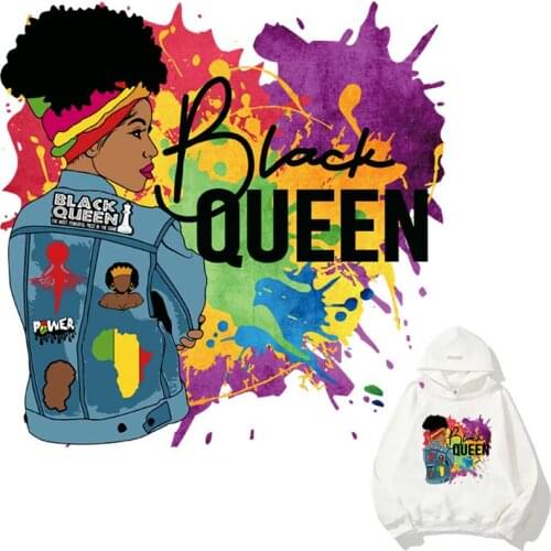 Beautiful Black Girl Patches On Clothing Fashion Lady Iron-On Transfers For Clothes DIY Washable T-Shirt Thermo Adhesive Sticker