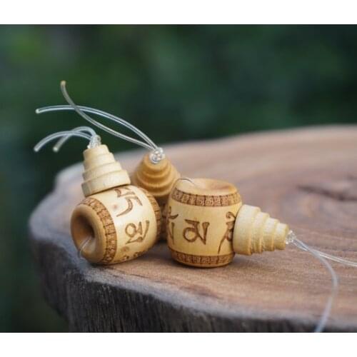 Natural Yellow Boxwood Carved Om mani padme hum Guru Beads Mala Bead Japa Beads Bracelet Jewellry Findings DIY Accessories