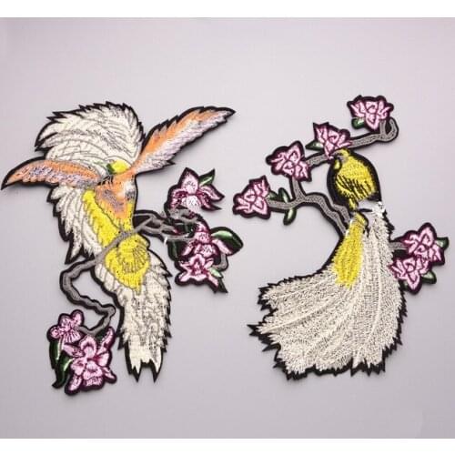 New high quality DIY 3D embroidery patch large Special Plum and Phoenix applique for clothing 1 order=1 set=2pcs