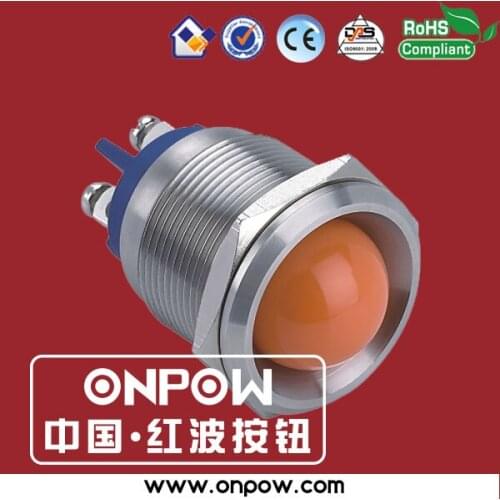 ONPOW 22mm anti-vandal domed stainless steel indicator pilot lamp GQ22G-D/L/O/12V/S