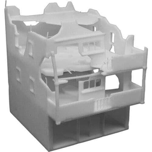 Outland Models Railway Scenery Building Damaged City House (with Balcony) 1:87 HO Scale