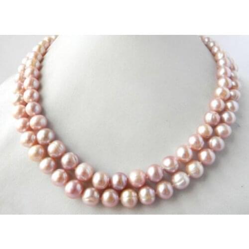35"AAA++ 10-13MM AKOYA REAL PINK BAROQUE PEARL NECKLACE