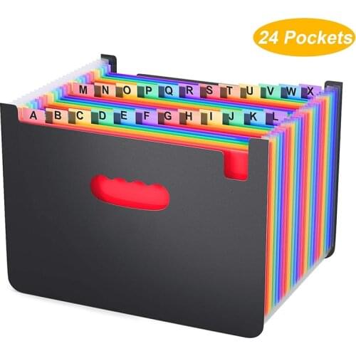 24 Pockets Expanding File Folder A4 Organizer Portable Business File Office Supplies Document Holder Carpeta Archivador