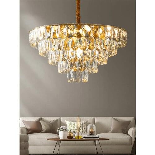 Luxury LED Crystal Living Room Chandelier Bedroom Dining Room Villa Creative Fixtures Hotel Lobby Copper Modern Hanging Lights