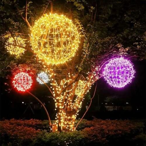 Christmas Decoration 20cm 30cm Led Takraw Lamp Outdoor Waterproof Hanging Tree Fairy Light for Home Wedding Garland Garden Decor