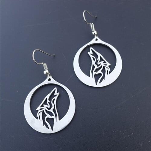 Stainless Steel Earrings Animal Howling Wolf Earring Jewelry For Girls