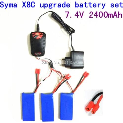 Syma X8 X8A X8C X8C-1 X8W X8G 7.4v 2400mAh spare parts LiPo battery + 7.4V Multi-Charger