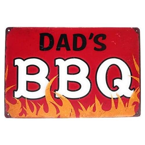 Dads BBQ Unique Metal Tin Sign Perfect for Man Caves, Garages, Cookouts, Pub Stores, Home Décor