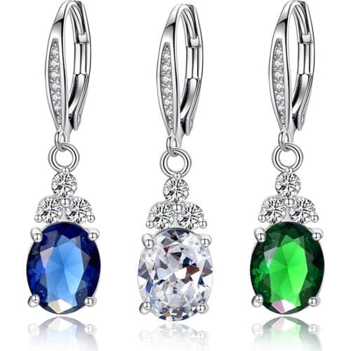 Huitan Vintage Drop Earrings with Oval Cutting Cubic Zirconia Brilliant Cocktail Party Earrings for Women wholesale lots bulk