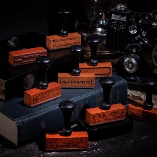 Wooden Handle Vintage Letter Journal Date Stamp Wooden Rubber Stamps For Scrapbooking Stationery DIY Craft Standard Stamp