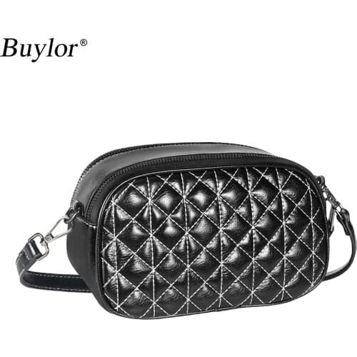 Buylor Quilted Crossbody Bag for Women Small Quilted Shoulder Bag PU Leather With Double Zipper Ladies Purse Two Shoulder Straps
