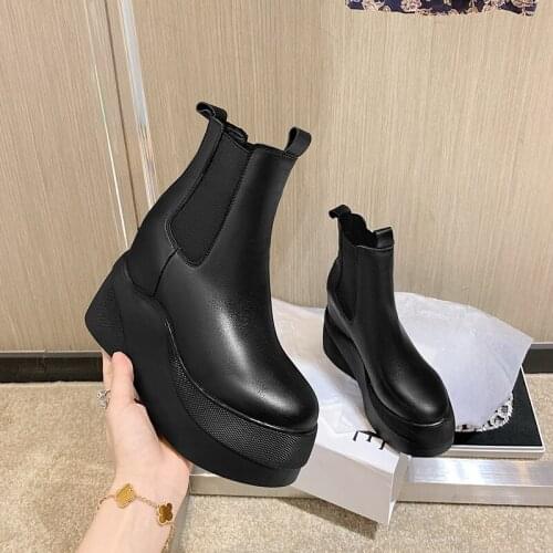 New Winter women shoes natural Genuine leather boots ankle bottom of thick Warm fur Female boots 100% cowhide Chelsea snow boots