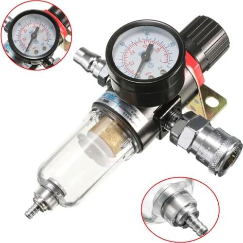 1/4" 30-120Psi Air Compressor Filter 40 Micron Oil-Water Separator Trap Tools Kit Regulator Gauge Light Weight Filter Particles