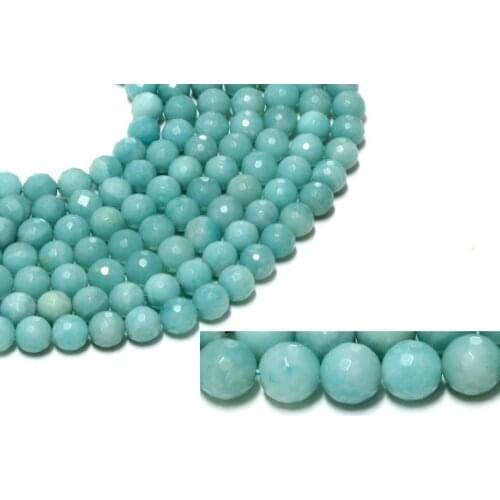 AA Quality 100% Natural Amazonite Faceted Gem Beads 4mm 6mm 8mm 10mm 12mm Gem Stone Loose Beads 1string ,15.5"/strand