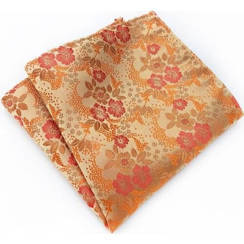 18Color Classic Luxury Mens Handkerchief Floral Printed Hankies Silk Polyester Hanky Business Pocket Square Chest Towel 25*25CM