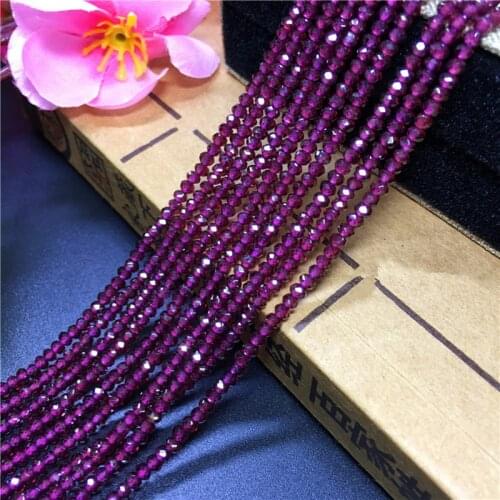2/3MM 1Strand/Pack 100% Natural Purple Garnet Stone Round Section Loose Bead Jewelry Beads Strands