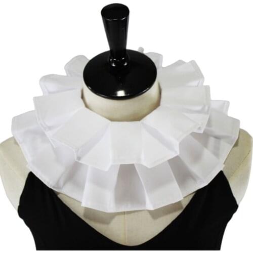 2020 Womens Vintage Renaissance Cotton Ruffle Fake Collar Victorian White Neck Ruff