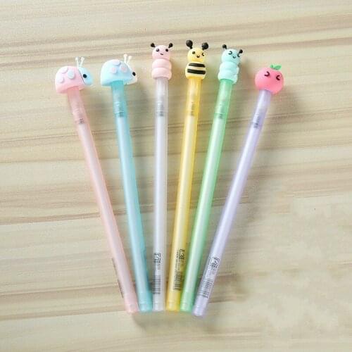 36PCS Creative Stationery Soft Silicone Gel Pen 0.5mm Cute Cartoon Ball Pen Student Supplies Kawaii School Supplies