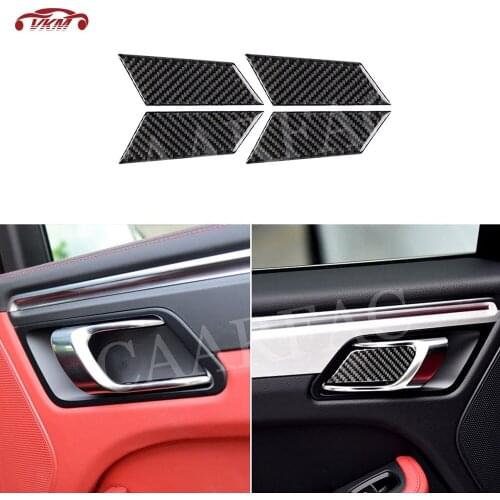 4 PCS Carbon Fiber Black Door Handle Interior Bowl Trim Cover Stickers for Porsche Macan 2015-2018 Car Accessories