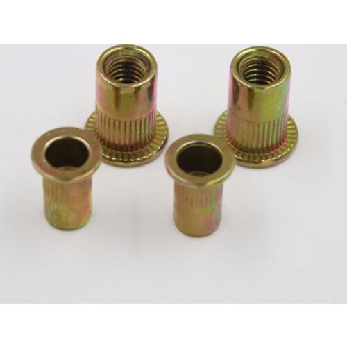 50PC M6 M8 M10 M12 Flat Head Blind Insert Knurled Pull Rivet Nut Countersunk Head Column Pattern Rivet Nuts