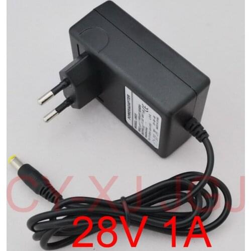 1PCS 28V 1A AC 100V-240V Converter Adapter DC 28V 1A Power Supply EU plug 1000mA DC plug 5.5mm x2.1-2.5mm