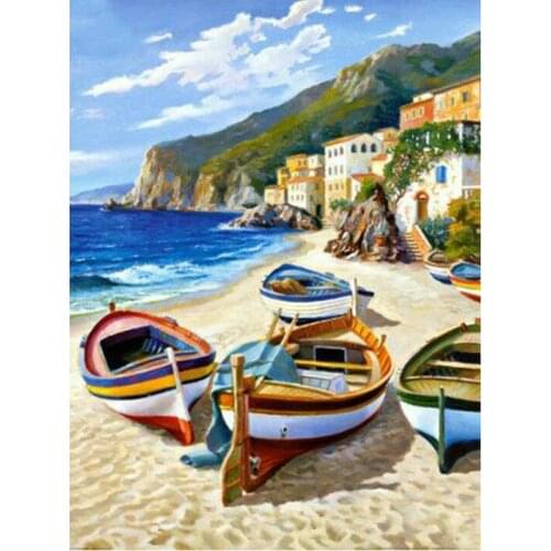 DIY 5d diamond painting boat beaded embroidery painting rhinestones Diamond Mosaic all drill Seaside scenery embroidery kit