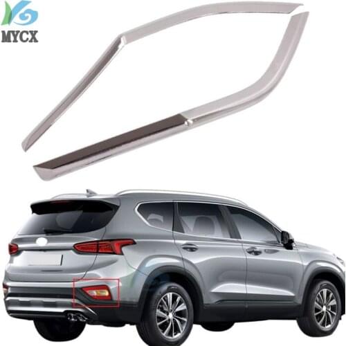 Car Styling For Hyundai Santa Fe ix45 2019-2020 ABS Chrome Rear Fog Light Lamp Cover Trims Auto Protector 4Pcs