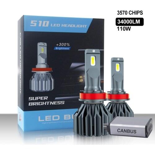 2Pcs Car Headlight Canbus 110W 34000LM H4 H7 LED H1 H8 H9 H11 9005 HB3 9006 HB4 LED 6000K 12V Bulb Lamp Auto Headlamp