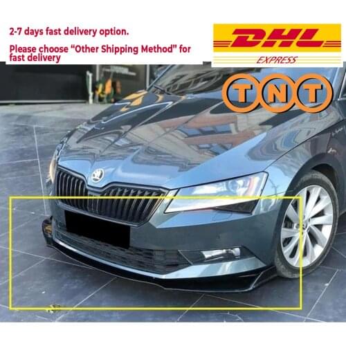 For Skoda SuperB 2016 2017 2018 2019 Accessories Car Front Bumper Lip Super B 3 pcs Black Diffuser Body Kit Spoiler