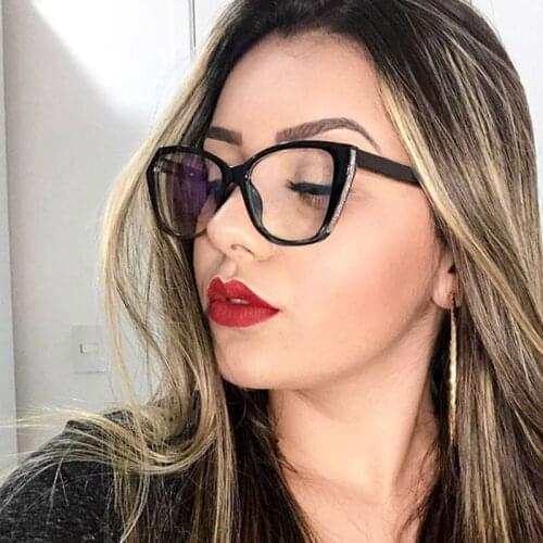 Glisten Cat Eye Glasses Frames Women Trending 2020 New High Quality Brand Eyeglasses TR90 Myopia Frame Computer Glasses UV400