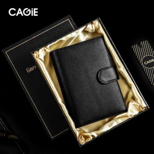 Enuine Leather Rings Notebook A6 Size Silver Binder Mini Agenda Organizer Cowhide Diary Journal Sketchbook Planner Big Pocket