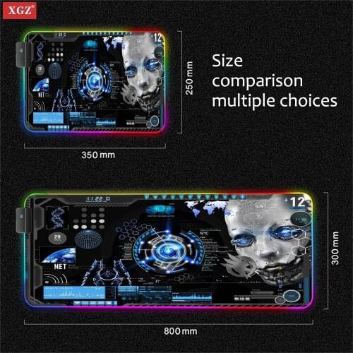 Xgz Technology Control Key Large RGB Gaming Mouse Pad Color Rubber Base Computer Keyboard Non-slip LED Computer Mouse Pad Csgo