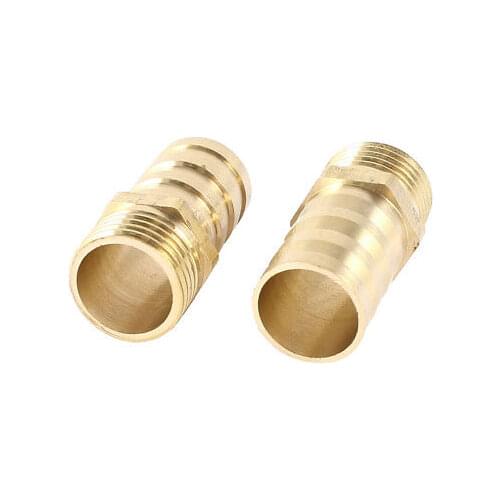 2 Pcs 1/2 PT Male Thread to 19mm Hose Barb Air Quick Fitting Coupler Gold Tone