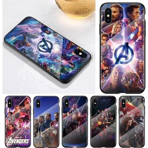 Marvel Avengers Heroes For Apple iPhone 12 11 8 7 6 6S XS XR SE X 2020 Pro Max Mini Plus Tempered Glass Phone Case