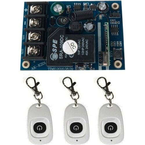 DC12V 24V 36V 48V 1CH Wireless Remote Control Switch System Receiver & 3pcs one-button waterproof Remote 315mhz/433mhz