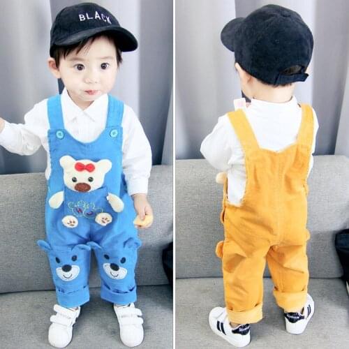 Cartoon animal Childrens Denim Overalls jumpsuit cotton Baby Jeans Pants 1-4 years baby Boy girls Trousers Infant kids Clothing