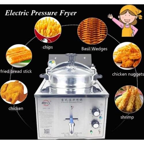 16L Electric Pressure Fryer Steel Commercial Cooking Machine Chicken Duck Fish Meat Chips Frying Machine MDXZ-16