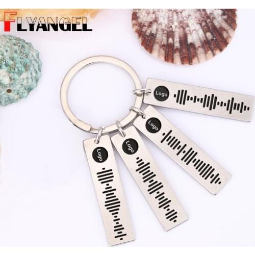 FLYANGEL Customize Scannable Music Code Keychain Gift Idea Friendship Couple Personalised Birthday Gift Play Your Favorite Song
