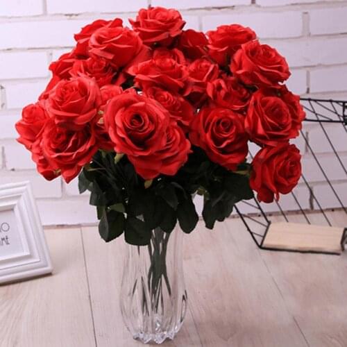 Artificial Rose Flower Realistic Faux Silk Flower 10 Heads for Home Wedding Decoration indoor Artificial Flowers