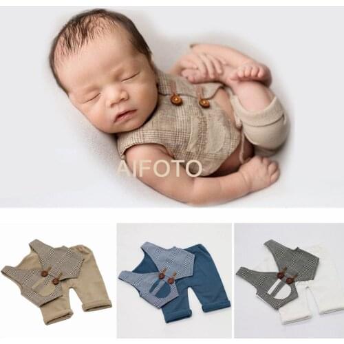 2020 New Born Photography Clothes Props Baby Boy Vest And Long Pants Set Baby Photo Fotografia Outfits Shoot Studio Accessories