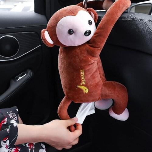 Creative Cartoon Monkey Tissue Box Home Office Car Hanging Paper Napkin Tissue Box Holder Car Interior Products Car Accessories