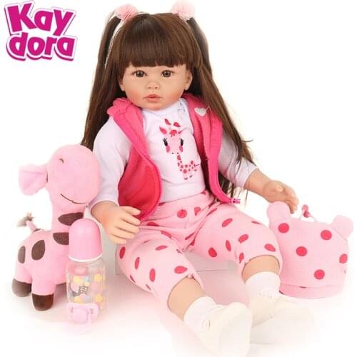 KAYDORA 24 Inch 60cm Vinyl Reborn Baby Dolls Adorable Menina Toddler Realistic Alive Boneca Baby Girl Birthday Kids Play Toys