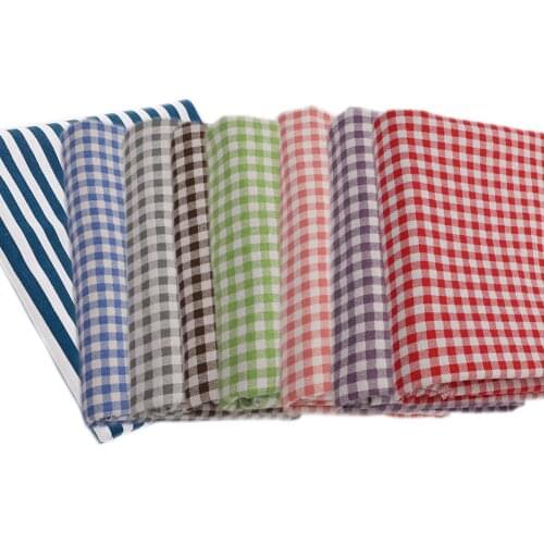 8pcs Printed Mini plaids Pattern Stripe Linen Cotton Craft Fabric Bundle Patchwork Cloth DIY Sewing Quilting Handwork Material