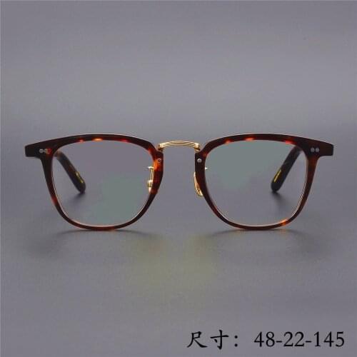Updated version Vintage Quality Ultralight pure titanium eyeglass frame YVES square eyewear women men style original Japan made