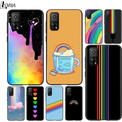 Fashion Rainbow Art For Xiaomi Mi Poco F1 F2 X2 X3 M2 M3 Pro NFC 10T Pro Lite Note 10 Pro Mix 3 6 5 Black Phone Case