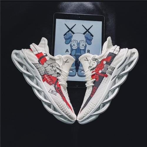 Cartoon Anime Graffiti Knitted Socks Shoes Low-top Rubber EVA Soles Lightweight Running Casual Shoes Student Couple Sneakers