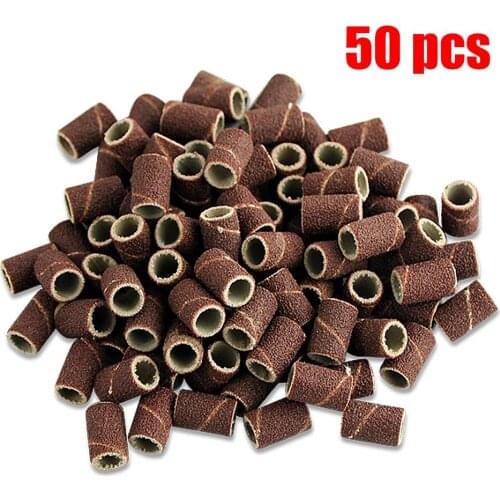 50pcs/lot Sanding Bands Sleeves Electric Polishing Sandpaper circle Sand Nail Art Drill File Salon Tips Tools Dremel Accessories