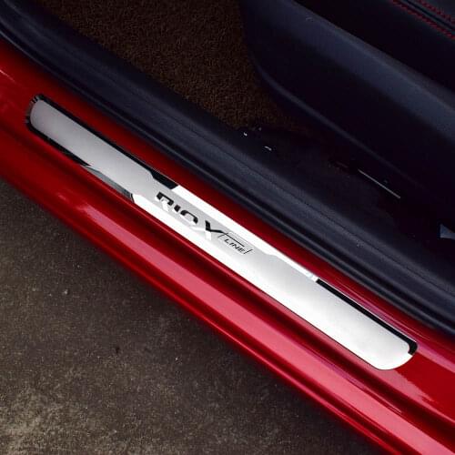 Car Stainless Steel Door Sill Scuff Plates Car Door Sill Protective Cover for KIA RIO XLINE 2018 2019 RIO X LINE